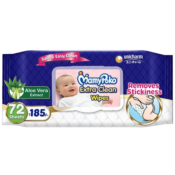 MAMYPOKO EXTRA CLEAN WIPES WITH ALOEVERA (PACK OF 72) BUY @ 37% OFF) - 2 PIECE