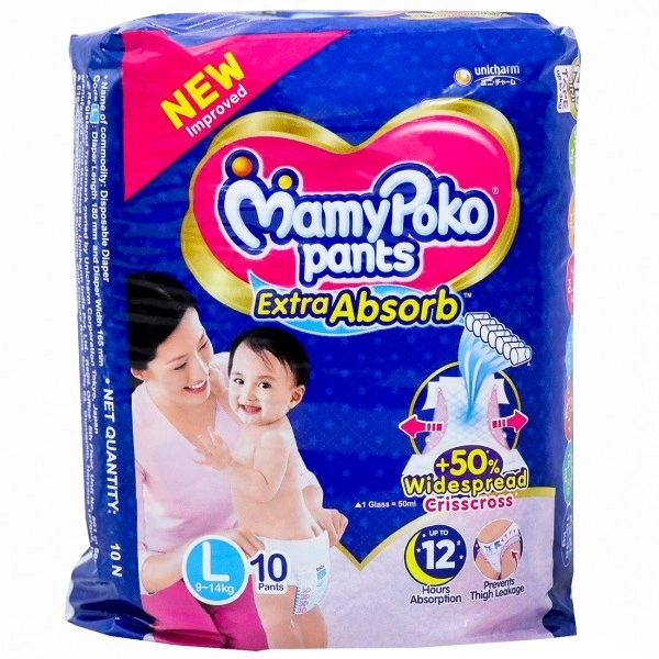 MAMYPOKO PANTS EXTRA ABSORB DIAPERS (L) (9-14 KG) - 10 PIECE