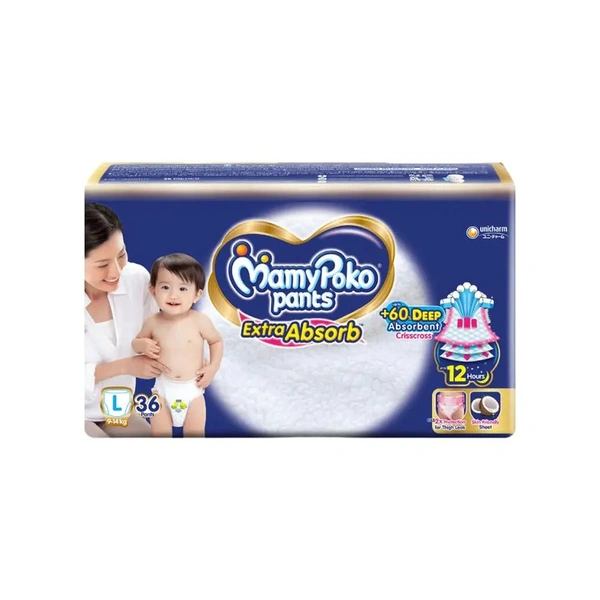 MAMYPOKO PANTS EXTRA ABSORB DIAPERS (L) (9-14 KG) - 36 PIECE