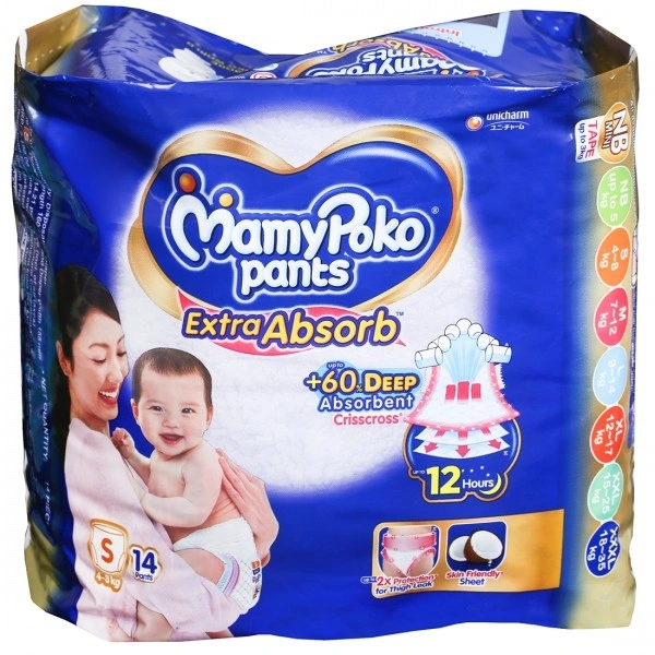MAMYPOKO PANTS EXTRA ABSORB DIAPERS (S) (4-8 KG) - 14 Pieces