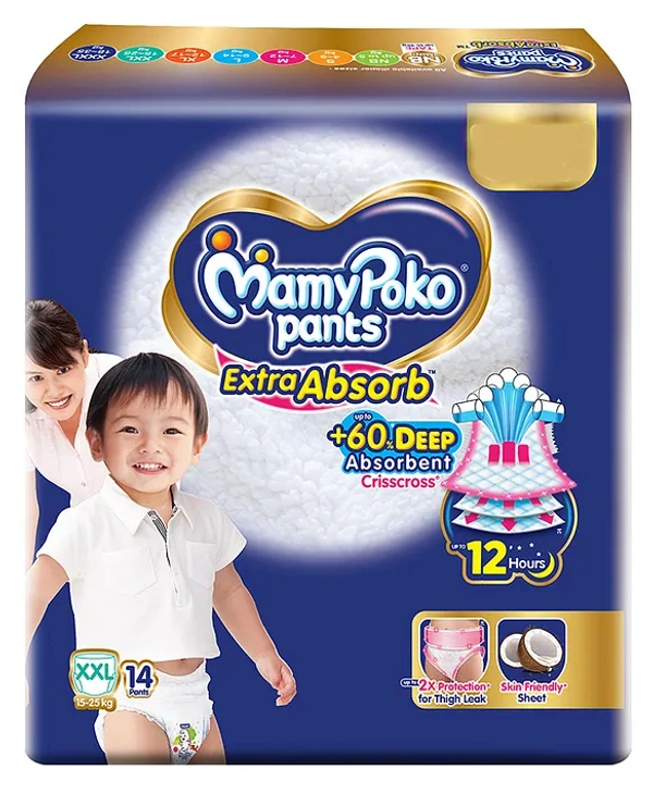 MAMYPOKO PANTS EXTRA ABSORB DIAPERS (XXL) (15-25 KG) - 14 PIECE