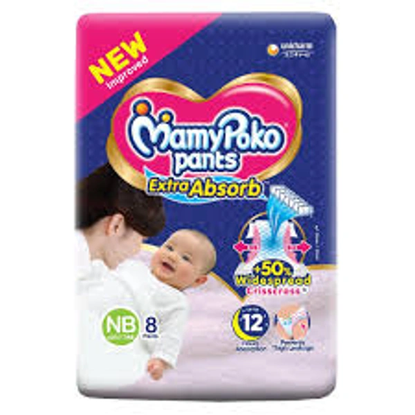 MamyPoko Pants Extra Absorb Up to 5 Kg New Born 8 Paints - 8 Pants