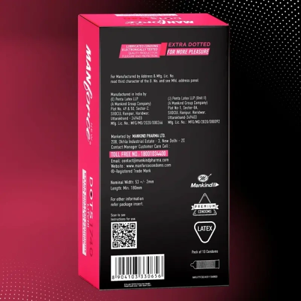 Manforce Extra Dotted Condom (Litchi Flavour)-10 Piece - 10 Piece