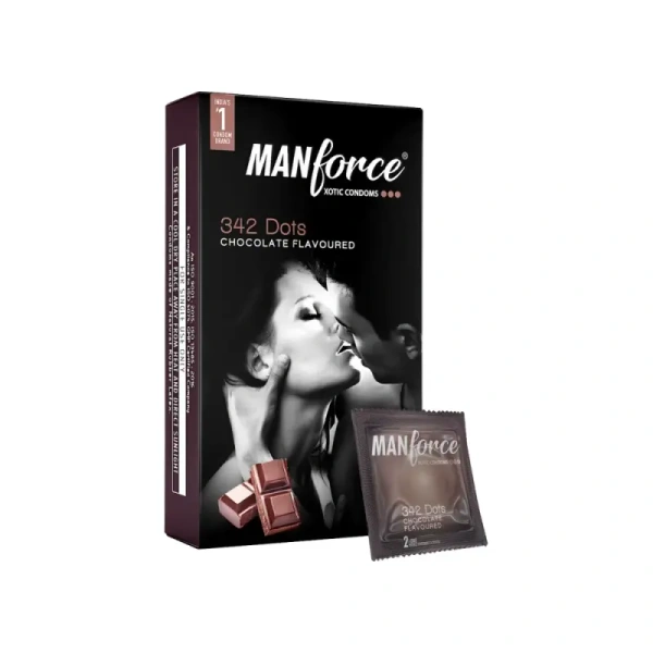 Manforce Xotic Extra Dotted Condom - Chocolate Flavour-12 Piece - 10 Piece