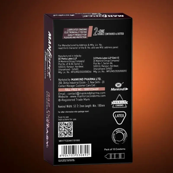 Manforce Xotic Extra Dotted Condom - Chocolate Flavour-12 Piece - 10 Piece