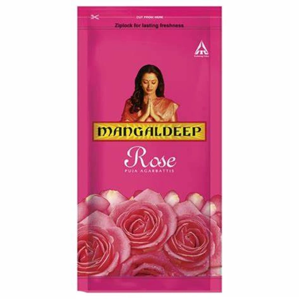 Mangaldeep Premium Quality Incense Ziplock Rose puja Agarbatti - 125 gm