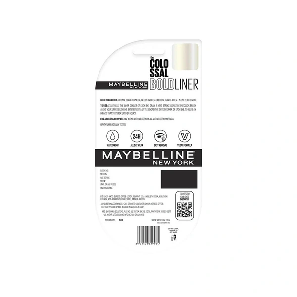 Maybelline New York Colossal Bold Eyeliner (Bold Black) - 3 gm