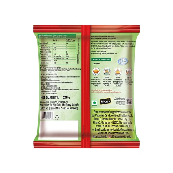 McCain Mini Samosa Cheese Corn - 240 gm - 240 gm