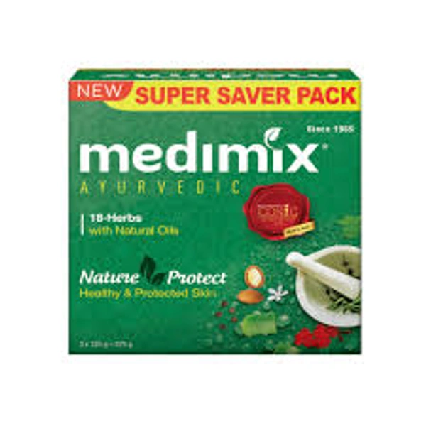 Medimix Ayurvedic 18-Herbs with Natural Oils - (3*125 gm) - 375 gm