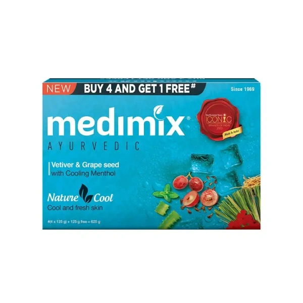 Medimix Ayurvedic Nature Cool Soap (5*125 gm) - Buy 4 Get 1 Free - 625 gm