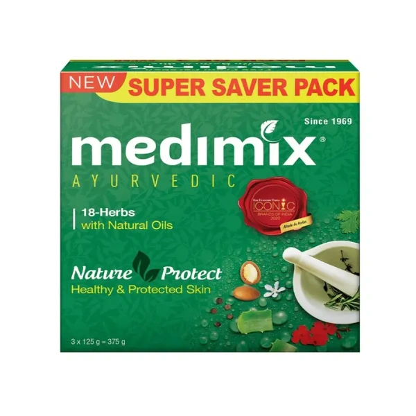 midimix Ayurvedic Soap With 18 Herbs (3*125 gm) - Pack of 3 - 375 gm