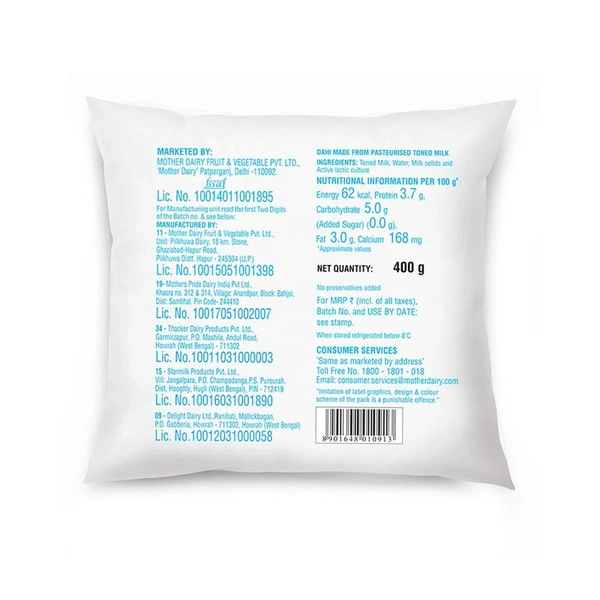 Mother Dairy Classic Curd - 400 gm