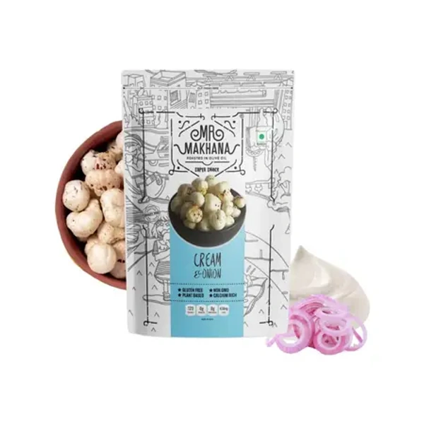 Mr. Makhana Cream & Onion Flavoured Makhana (Standee Pouch) - 55 gm - 55 gm