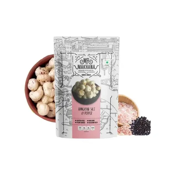 Mr. Makhana Himalayan Salt & Pepper Flavoured Makhana (Standee Pouch) - 55 gm - 55 gm