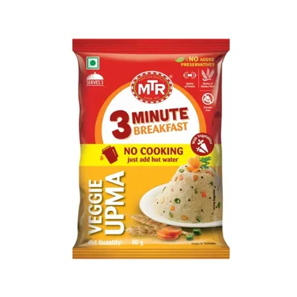 MTR 3 Minute Veggie Upma Breakfast Mix - 60 gm - 60 gm