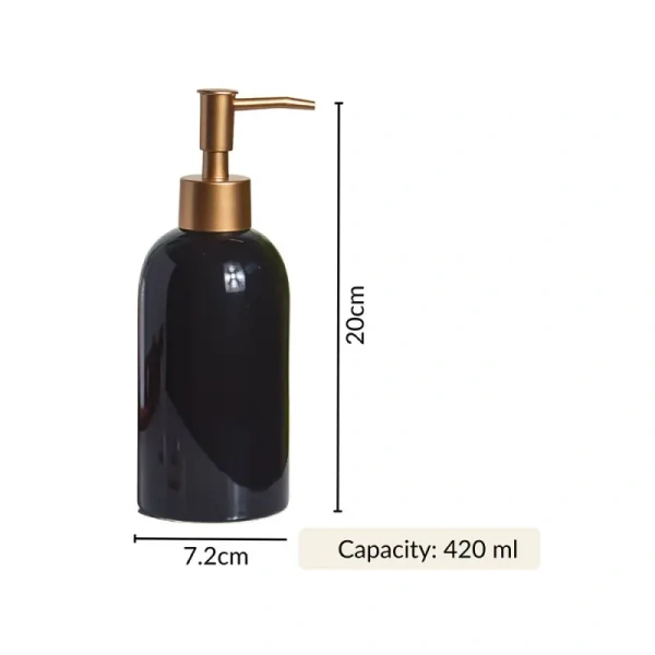 Nestasia Bathroom Ceramic Soap Dispenser (Black, 420 ml) - 420 ml