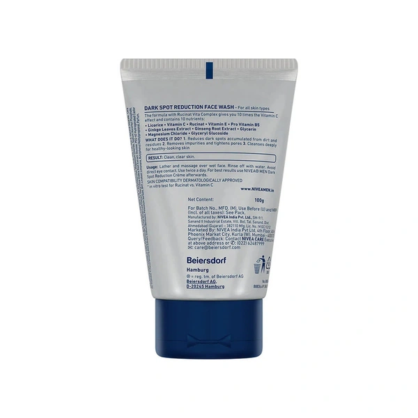 Nivea Men Dark Spot Reduction 10x Face Wash 100 gm - 100 gm