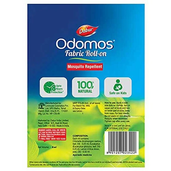 Odomos Fabric Mosquito Repellent Roll On - 8 ml - 8 ml