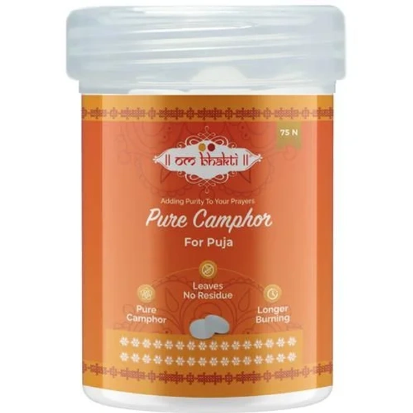Om Bhakti Pure Camphor Small For Puja (75 Units) - 75 Unit