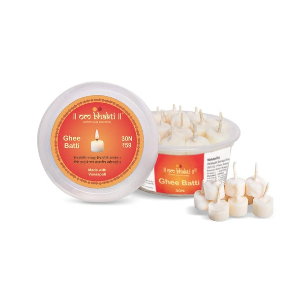 Om Bhakti Wick for Diya Vanaspati Ghee Cotton Wick Small - 30 units