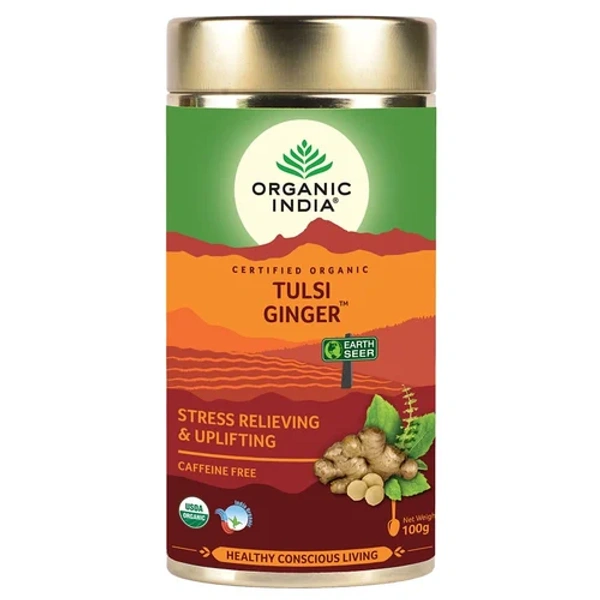 Organic India Tulsi Ginger Tea Jar - 100 gm - 100 gm
