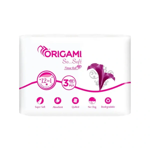 Origami 12-in-1 Toilet Roll (3 Ply) - 1 pack (12 rolls x 140 pulls)
