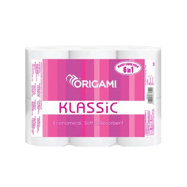 Origami Klassic Toilet Roll (2 Ply) - 1 pack (6 rolls x 320 pulls)