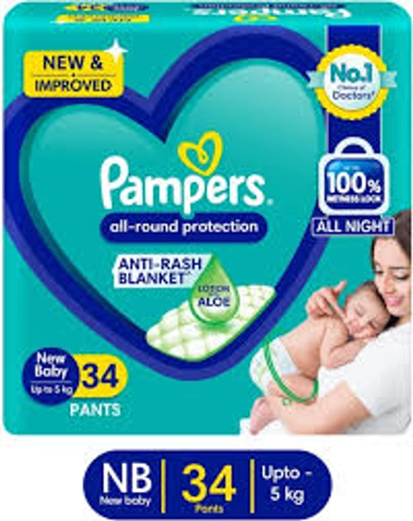 Pamper's All Round Protection New Baby Up to 4 kg-34 pants - 34 Pants