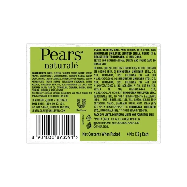 Pears Natural Detoxifying Bathing Bar Soap (Aloe Vera) - 500 gm