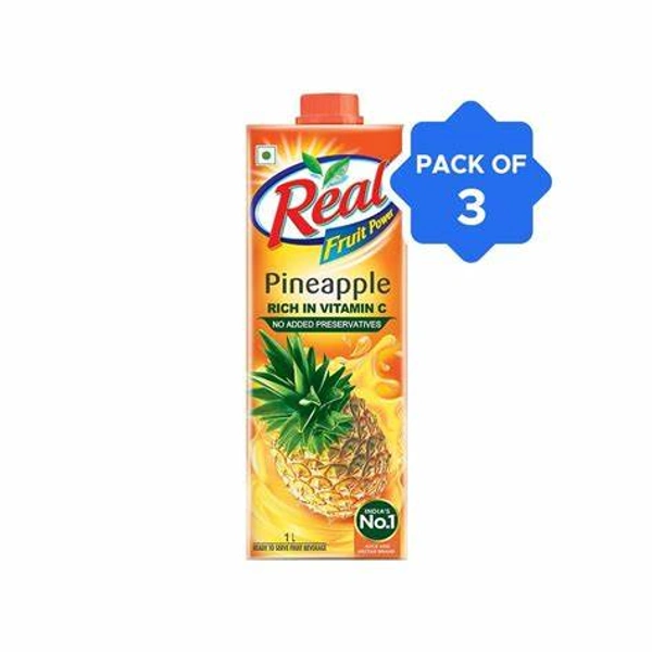 Real Fruit Power Pineapple Juice Pack Of 3 - (3*1 ltr) - 3 ltr - 3 ltr