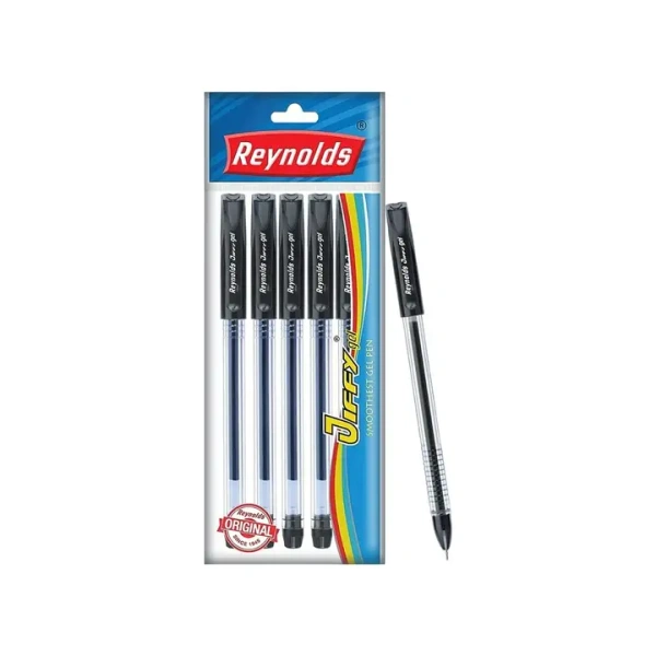 Reynolds Jiffy Gel Pen (Black) - 5 pcs, 1 pack (5 pieces)