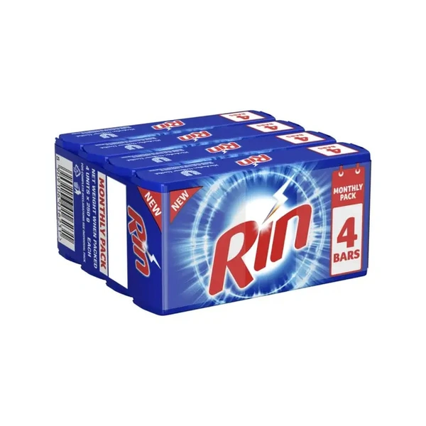 Rin Detergent Bar Pack of 4 - (4*250 gm) - 1 kg - 1 kg