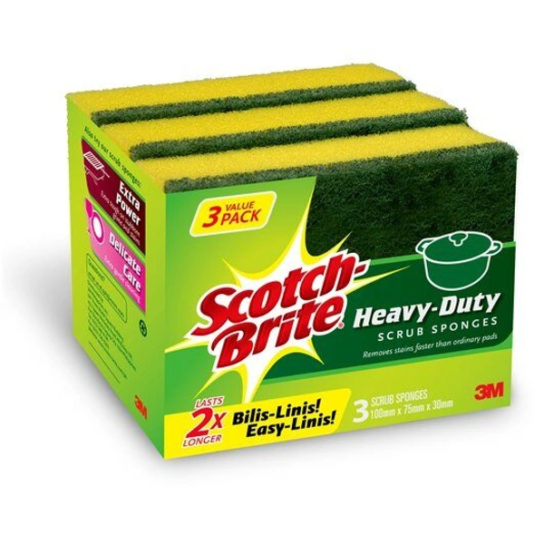 Scotch Brite Sponge Scrub 3 Pieces - 1 Pack (3 pieces) - 1 Pack (3 pieces)
