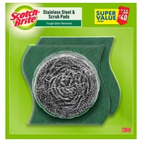 Scotch Brite Stainless Steel Scrubber with 1 Scrub Pad - 1 Pack - 1 Pack