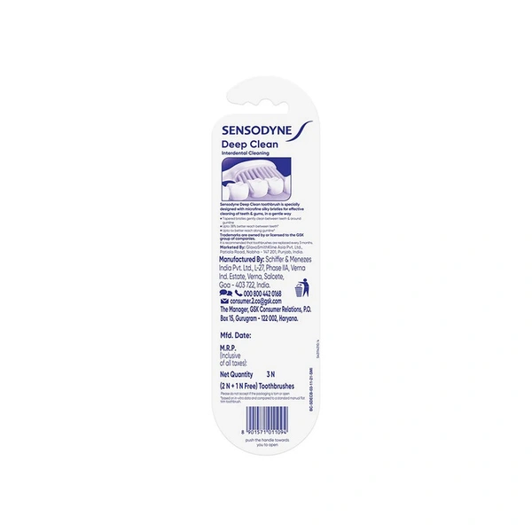 Sensodyne Deep Clean Toothbrush- Buy 2 Get 1 Free - 1 Pack (3 Piece)
