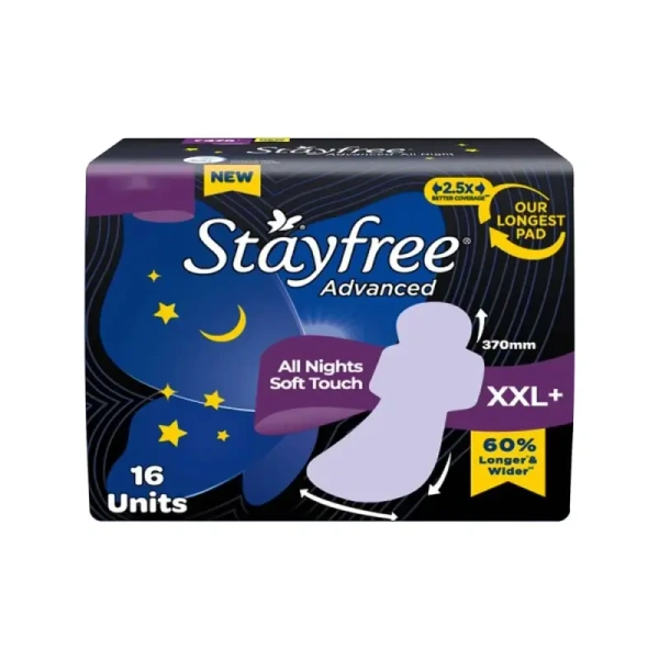 Stayfree Advanced All Night Sanitary Pads (XXL+, 16 Pieces) - 16 Pieces
