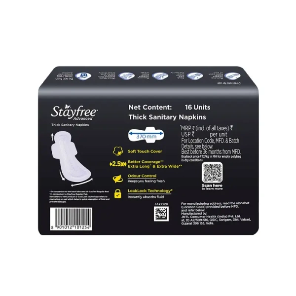 Stayfree Advanced All Night Sanitary Pads (XXL+, 16 Pieces) - 16 Pieces