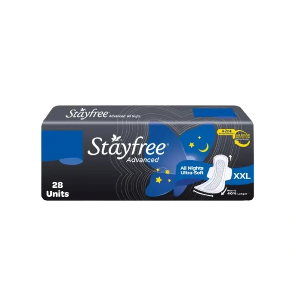 Stayfree Advanced All Night Ultra Comfort Sanitary Pads (XXL, 28 Pieces) - 28 Pieces