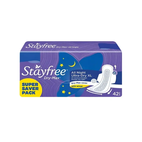 Stayfree Dry Max All Night Sanitary Pads (Xl, 42 Pieces) - 42 Pieces