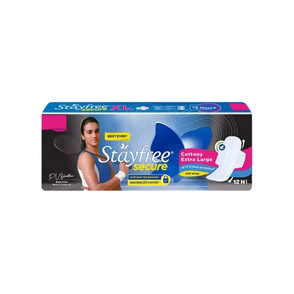 Stayfree Secure Cottony Soft Sanitary Pads (XL, 12 Pieces) - 12 Pieces