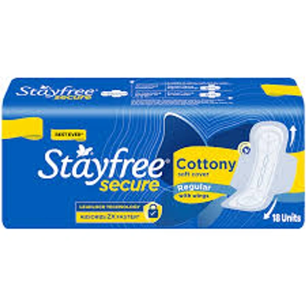 Stayfree Secure Cottony Soft-230 mm 18 Piece - 18 Pieces