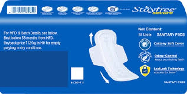 Stayfree Secure Cottony Soft-230 mm 18 Piece - 18 Pieces