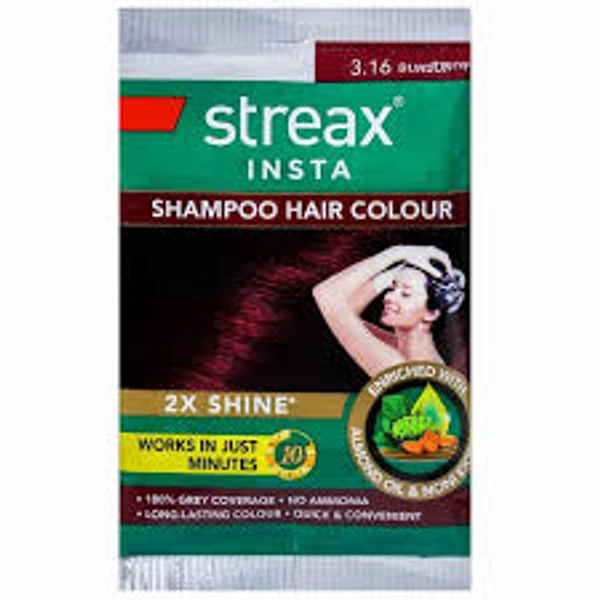 Streax Insta Shampoo Hair Colour 3.16 Burgundy-1 Pack - 1 Pack