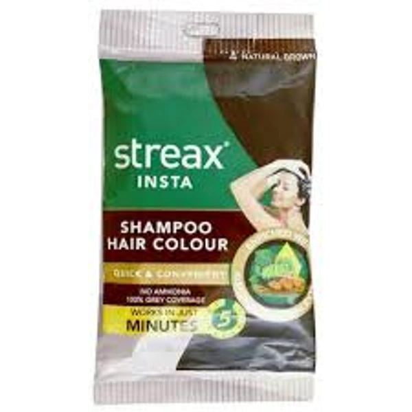 Streax Insta Shampoo Hair Colour 4 Natural Brown-1 Pack - 1 Pack