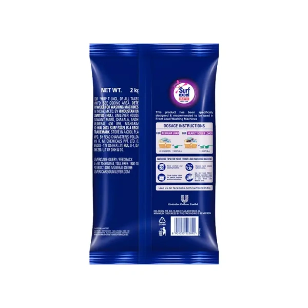 Surf Excel Front Load Detergent Powder - 2 kg - 2 kg