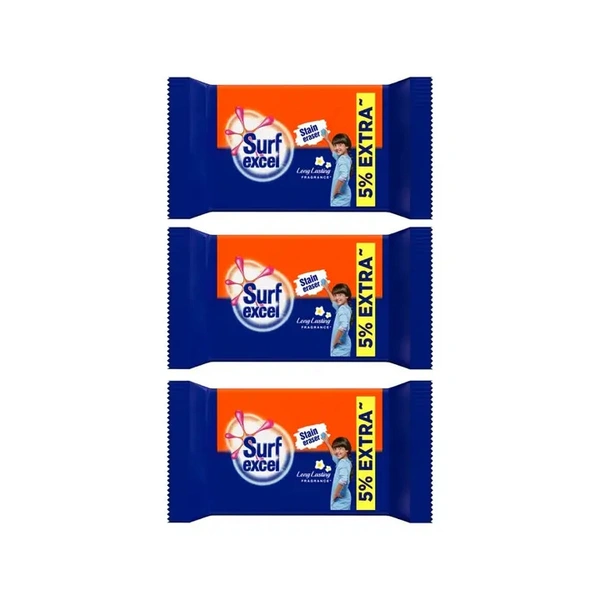 Surf Excel Stain Eraser Detergent Bar Pack of 3 - (3*80 gm) - 240 gm - 240 gm