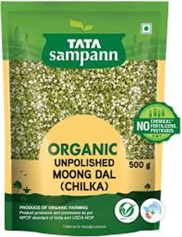 Tata Sampann Organic Moong Dal (Chilka) Unpolished - 500 gm