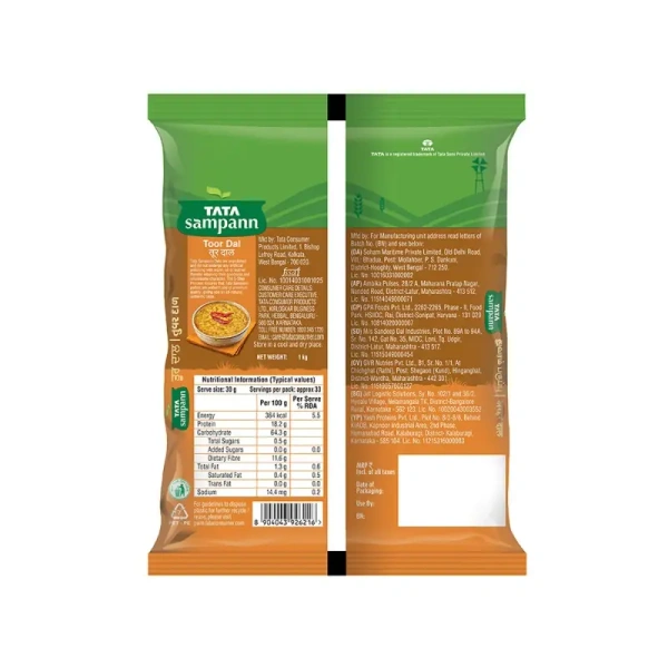 Tata Sampann Unpolished Toor Dal/Toor Dal - 1 kg