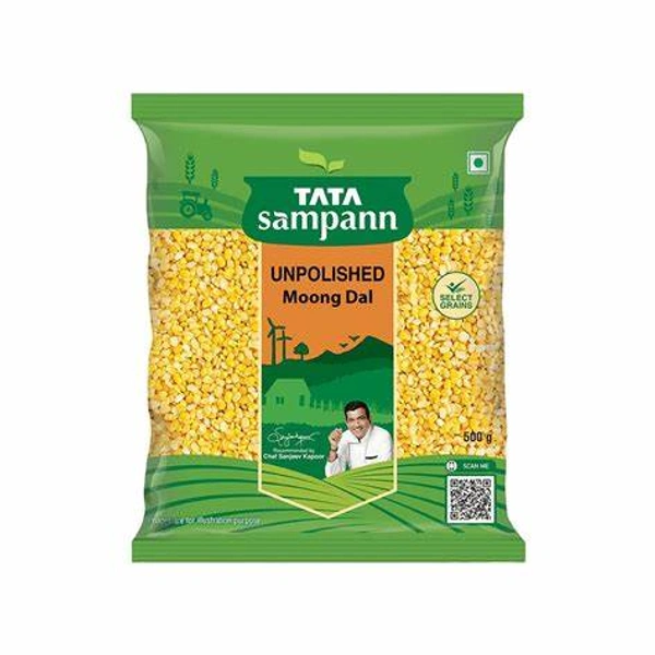 Tata Sampann Unpolished Yellow Moong Dal (Dhuli) - 500 gm