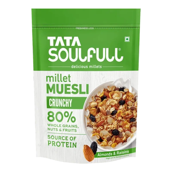 Tata Soulfull Millet Muesli, Crunchy, Almonds & Raisins Breakfast Cereal - 700 gm - 700 gm